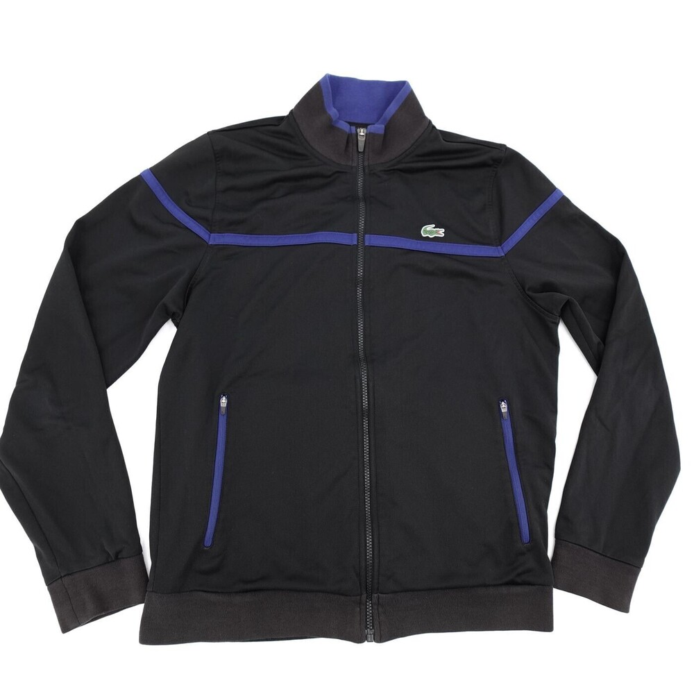 Lacoste Sport Track Jacket Mens Black Full Zip Athletic Logo Pockets